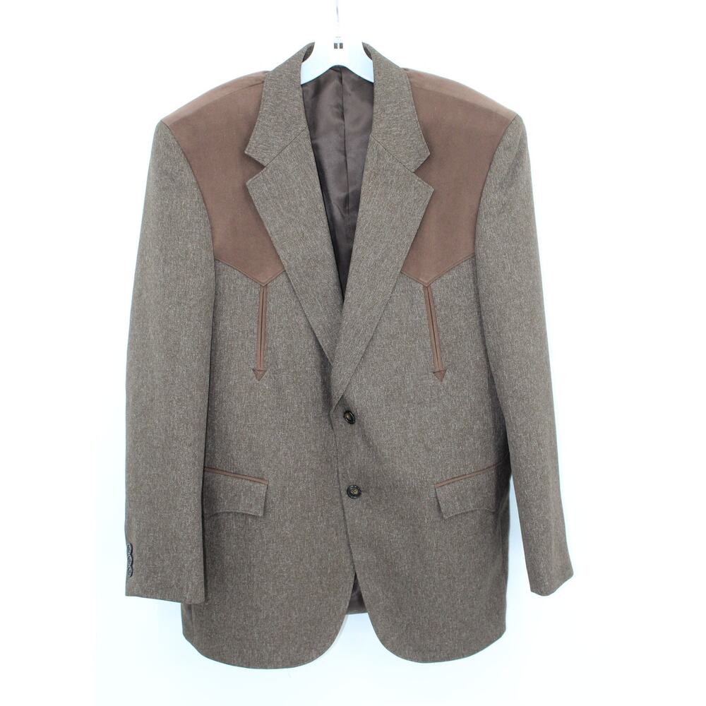 Circle S Men's Western Jacket Sport Coat 44R Boise Brown Faux Suede